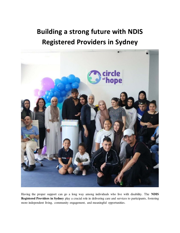 Building a strong future with NDIS Registered Providers in Sydney PowerPoint Presentation - ID:14526108